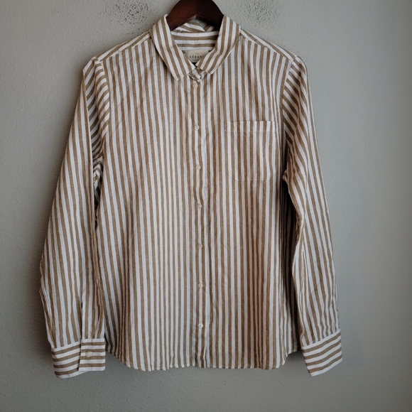 Sezane Tomboy Shirt in Ecru Camel Stripes size 42 NWT - Picture 5 of 11